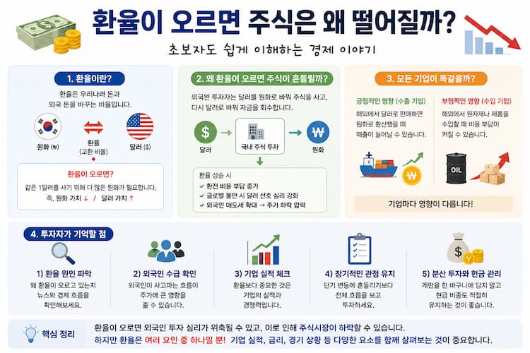 환율 상승과 주식시장 관계를 쉽게 정리한 인포그래픽