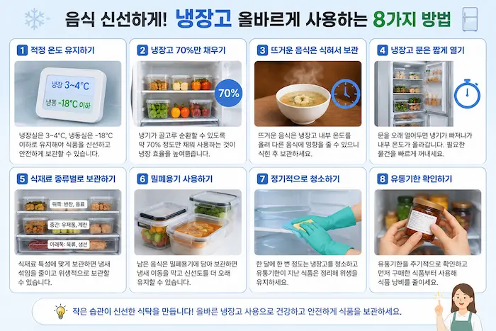 냉장고 적정 온도와 음식을 신선하게 보관하는 올바른 사용 방법